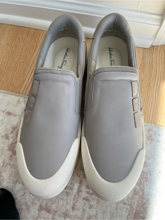 Salvatore Ferragamo Men’s Grey Slip-On Sneakers marine 11.5